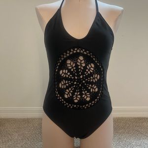 Black one piece bathing suit